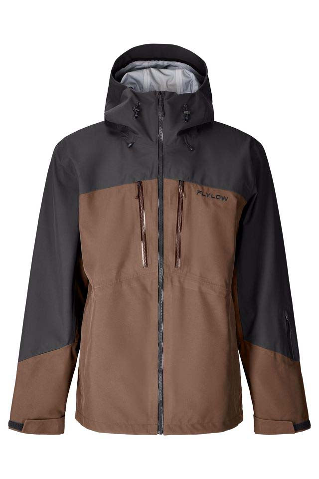 MQuantumProJacket-Two-tone jacket with black and brown sections on a white background