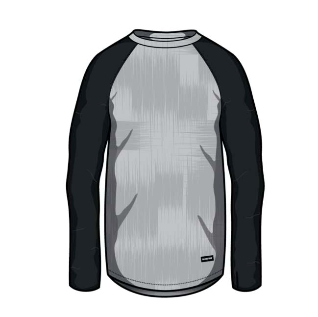 MSkylinerCrewneck-Long-sleeve shirt with black sleeves and gray pattern on a white background