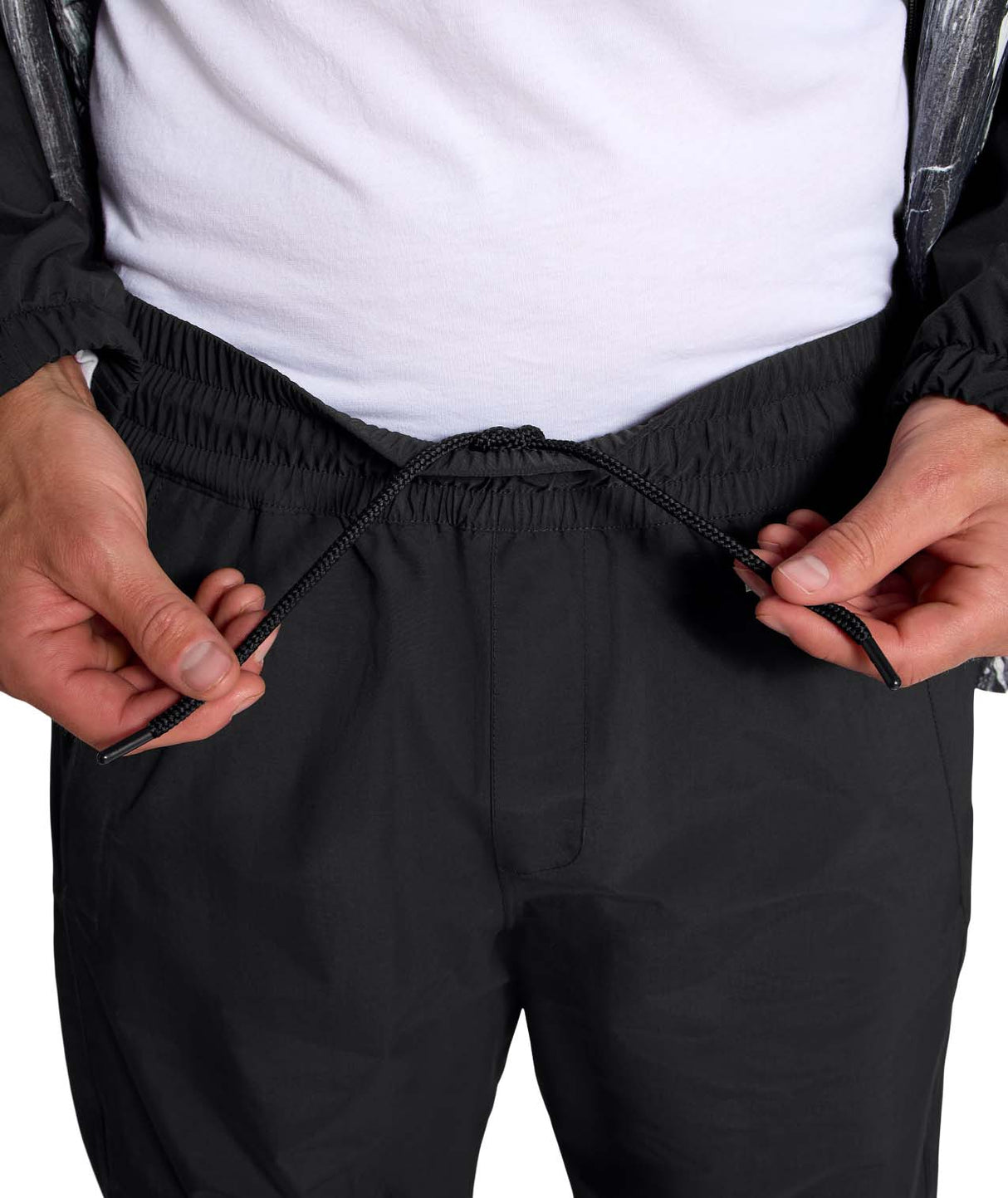 MSliderPant-Black pants with a brand logo on a white background
