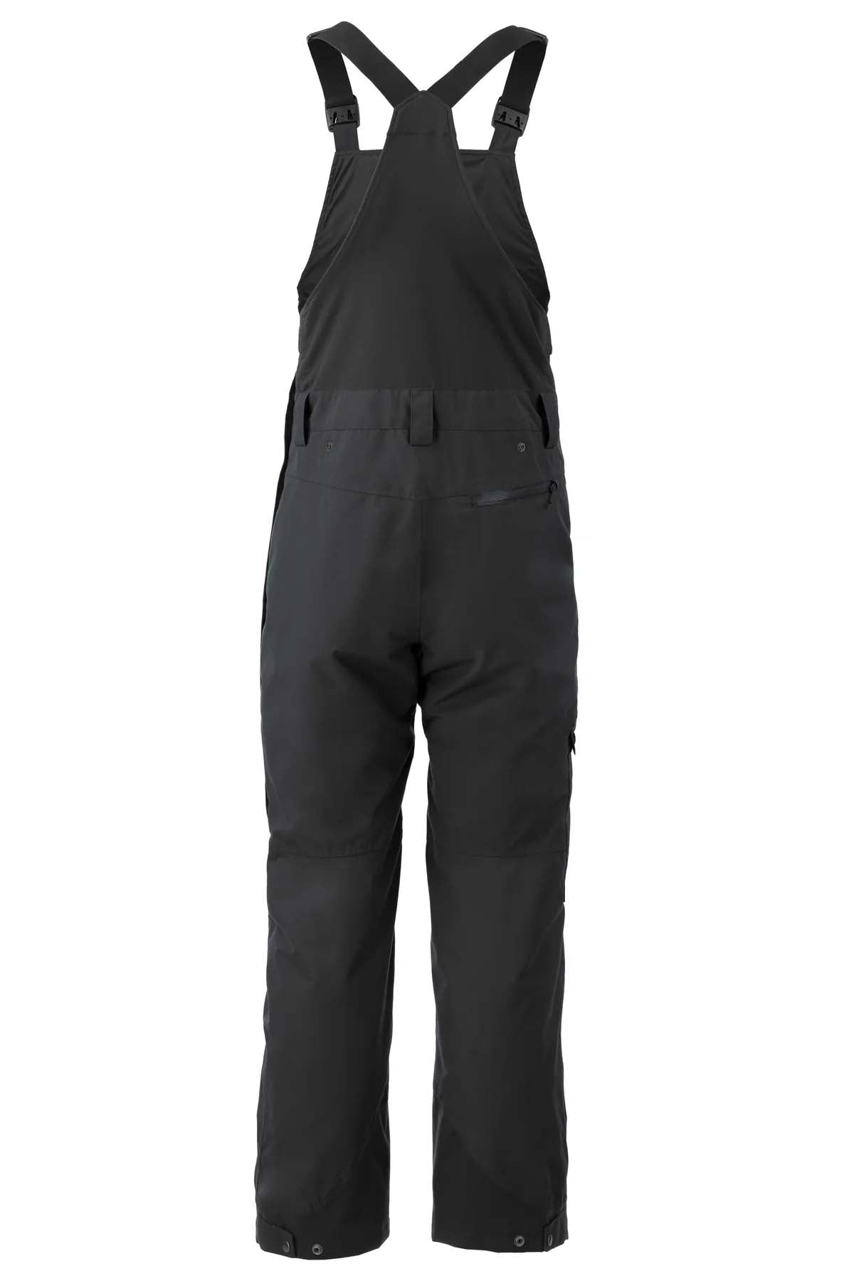 MSnowmanBib-Black bib overalls on a white background