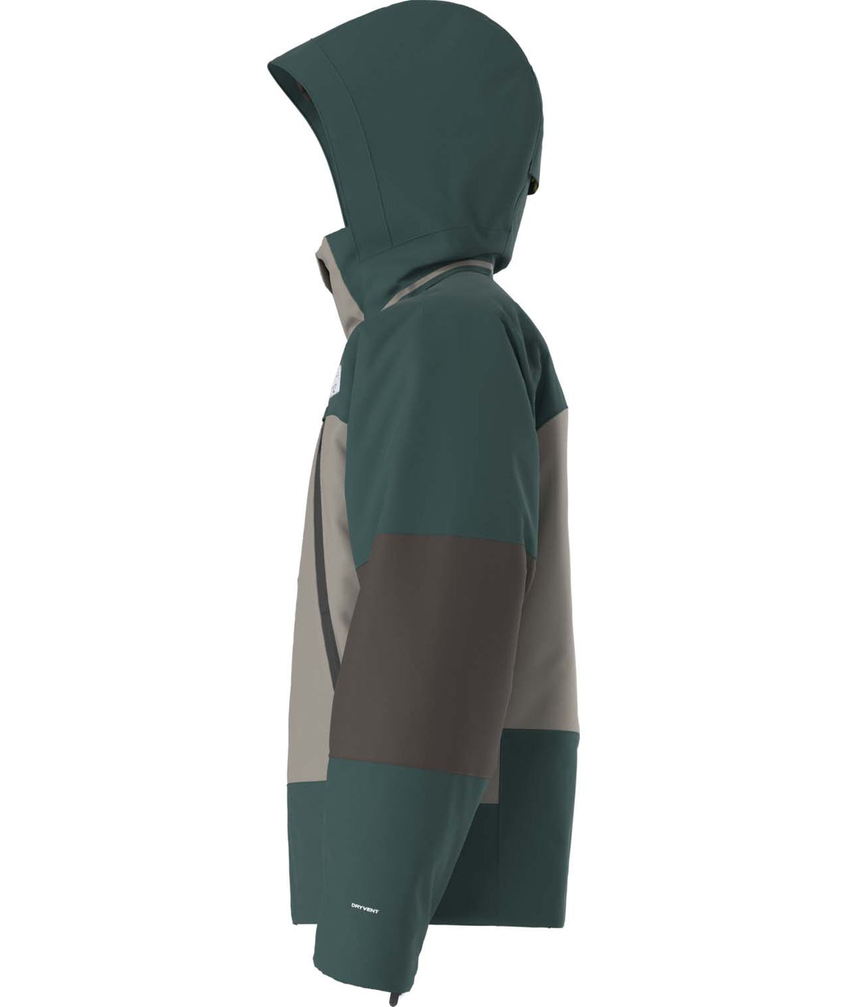 MSnowsquallJacket-Green and gray jacket with The North Face logo on a white background