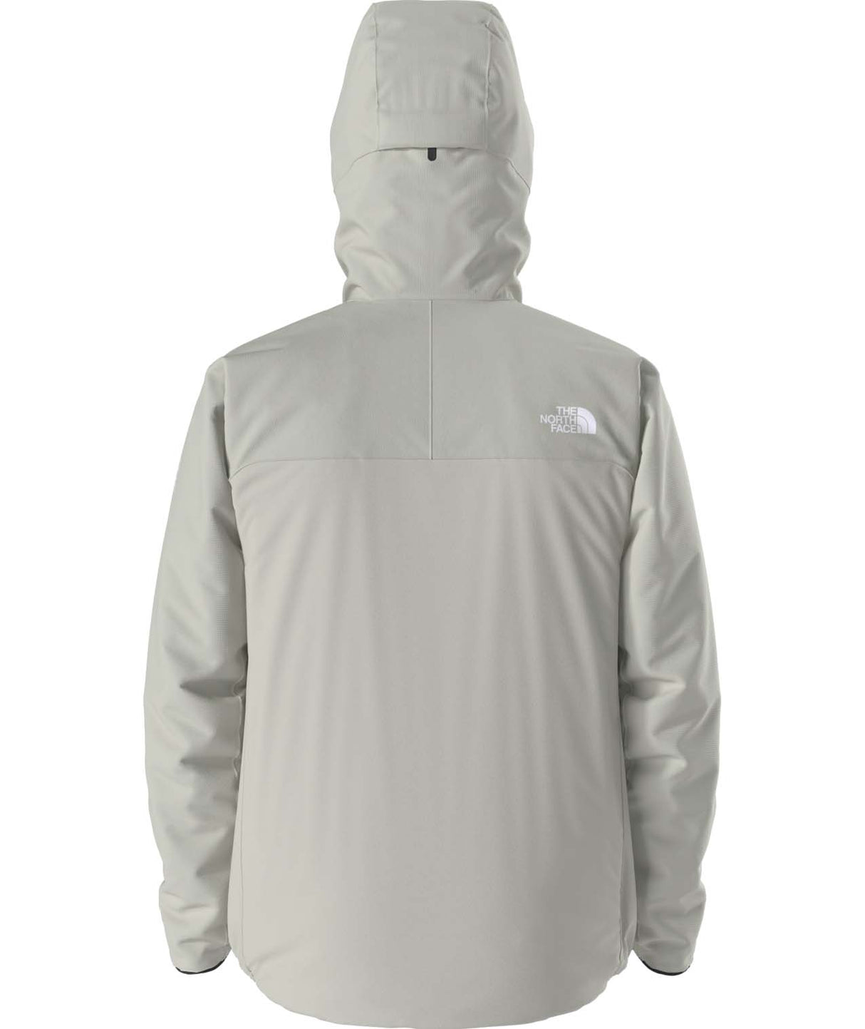 MSummitCasavalHoodie-Light grey hooded jacket with The North Face logo on the back against a white background
