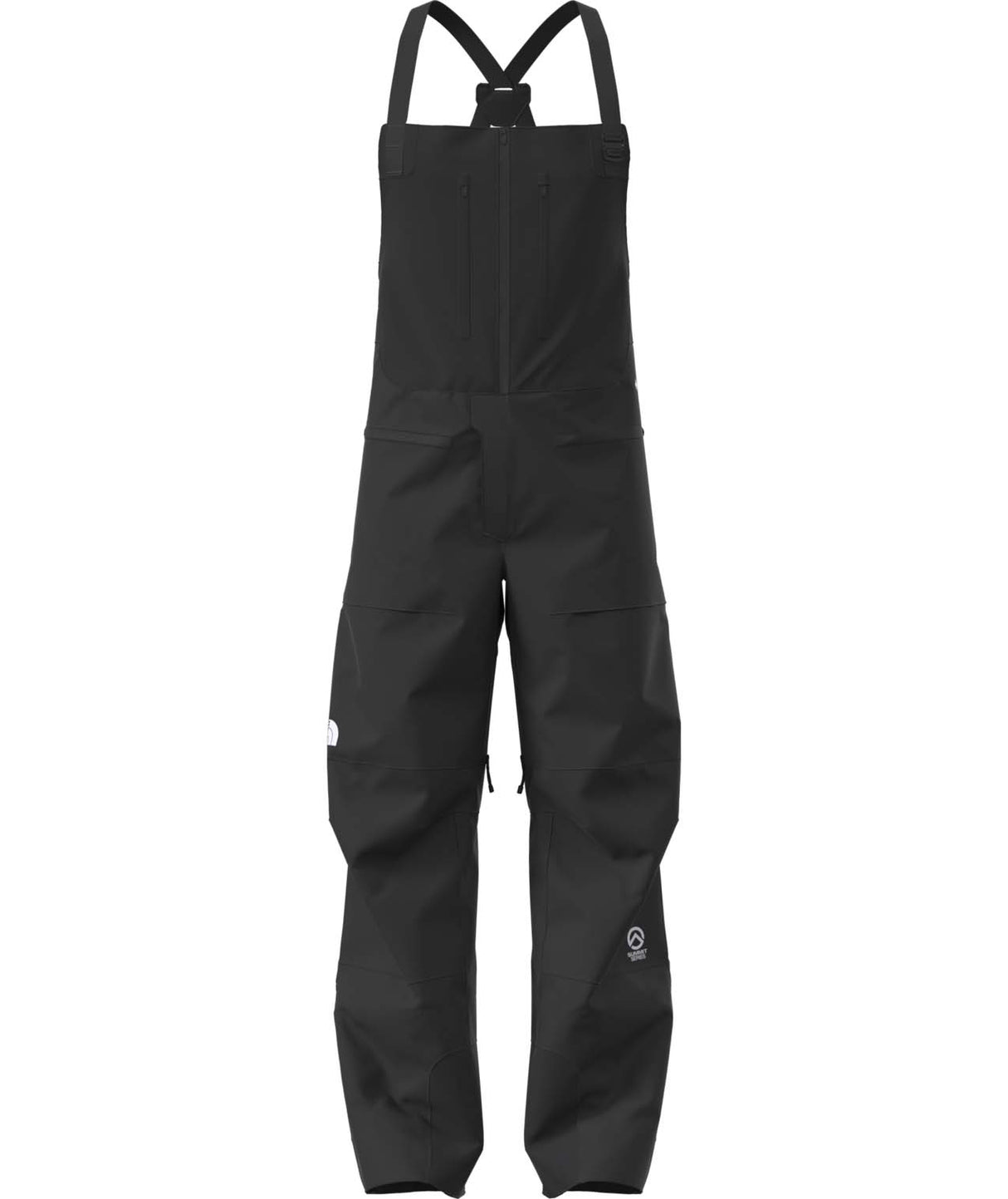 MSummitVerbierGTXBib-Black bib overalls with suspenders on a white background