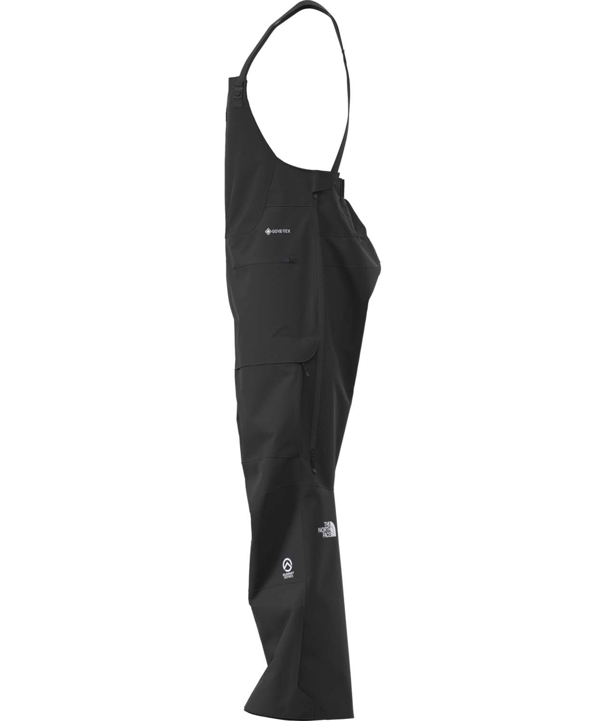 MSummitVerbierGTXBib-Black bib overalls with suspenders on a white background