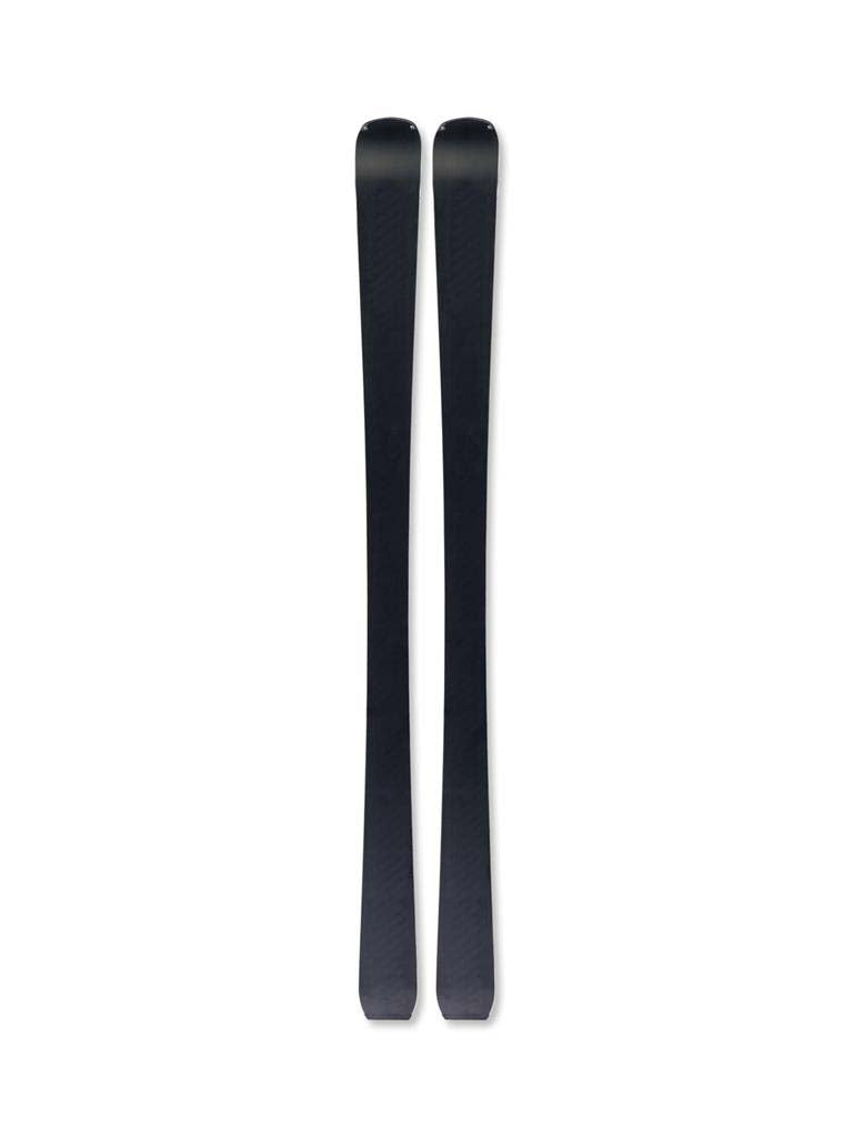 MTHECURVGT76_RSW10PR-A single ski shown vertically against a plain white background, with a dark gray body and bright blue branding and base graphics.