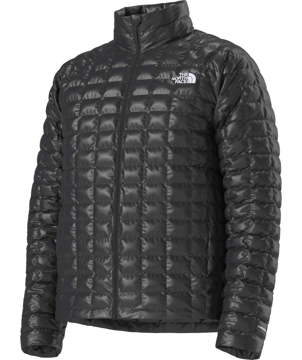 MTHERMOBALLJacket-Black quilted jacket with The North Face logo on a white background