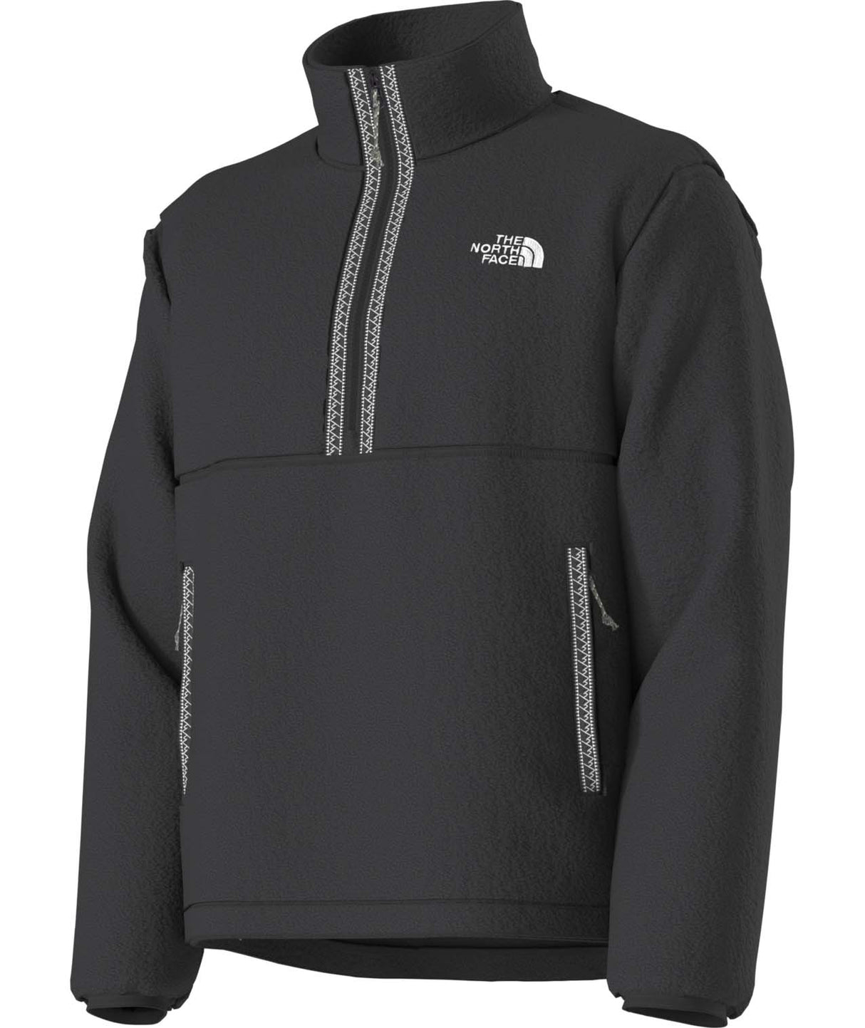 MTNFFleeski1_4ZipPullover- Black quarter zip with The North Face logo on a white background