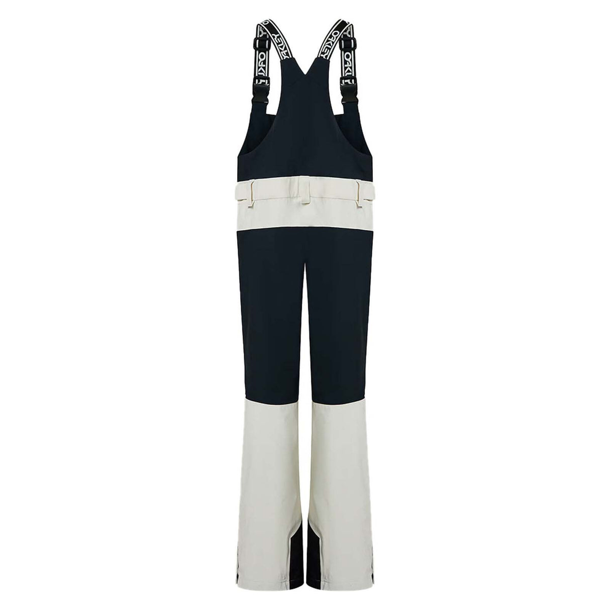 MTNPShellBib-White ski bib with black accents on a white background