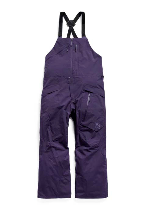 M_ak_CyclicGORE-TEX2LBibPants-Purple snow pants with suspenders on a white background