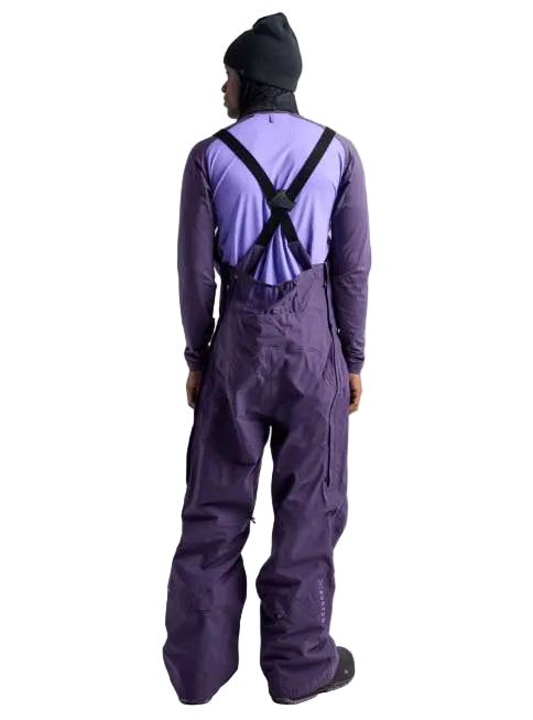 M_ak_CyclicGORE-TEX2LBibPants-Purple snow pants with suspenders on a white background