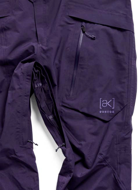 M_ak_CyclicGORE-TEX2LBibPants-Purple snow pants with suspenders on a white background