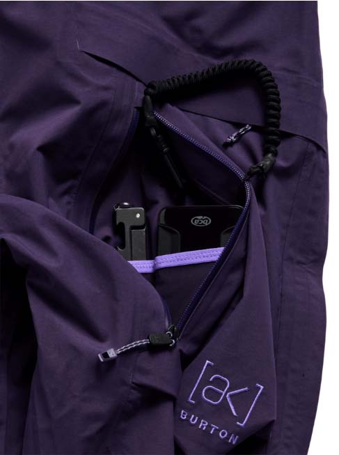M_ak_CyclicGORE-TEX2LBibPants-Purple snow pants with suspenders on a white background