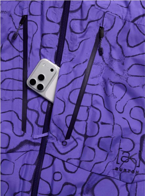 M_ak_SwashSyntheticInsulatedGORE-TEX2LJacket-Purple jacket with a geometric pattern on a white background