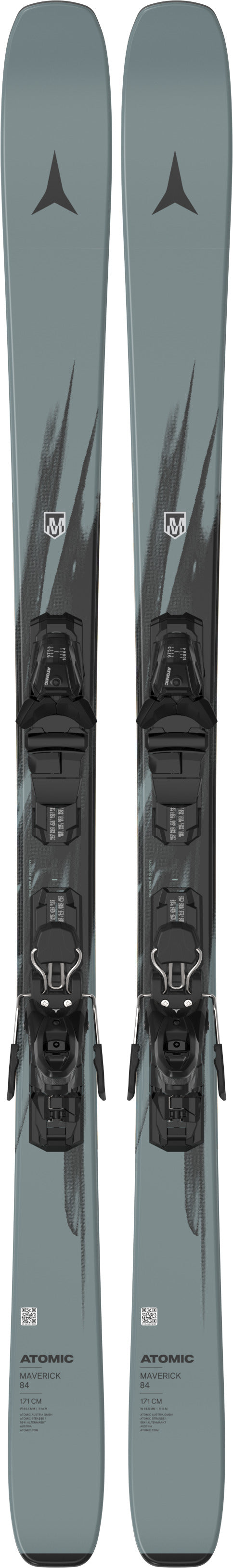 Maverick84- Grey and black skis on a white background