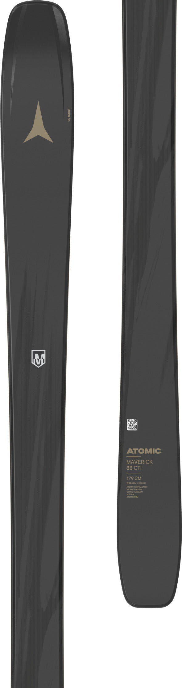 Maverick88CTI-Black ski with branding on a white background