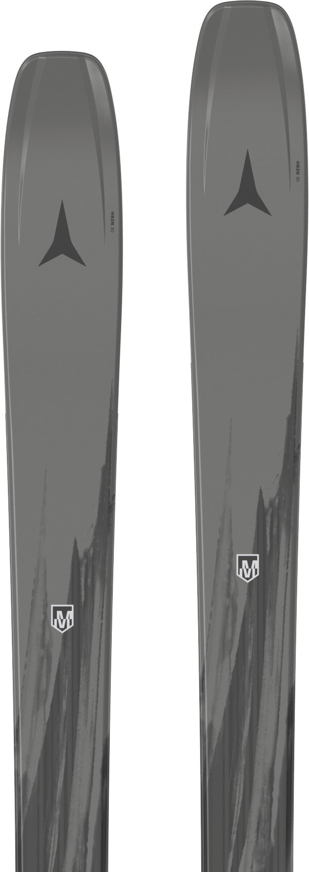 Maverick96CTI- Two views of the tips of the skis with brand logos on a white background