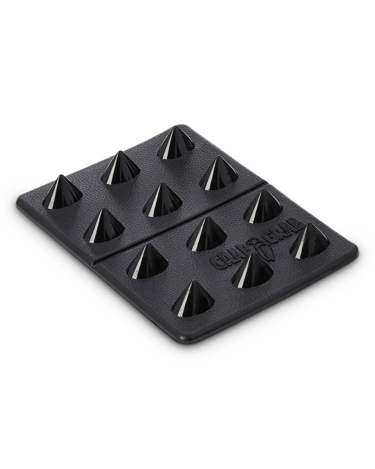MiniSharkTeeth-A black mini shark teeth with branding and product features on a white background