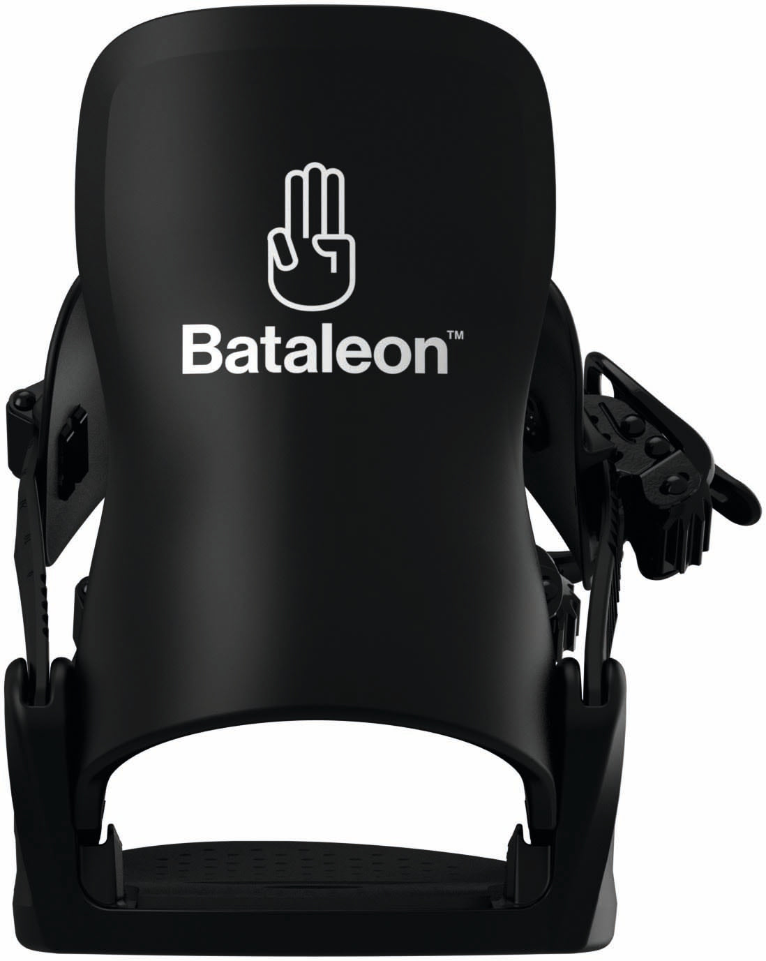 MinishredBinding-Black snowboard binding with Bataleon logo on a white background