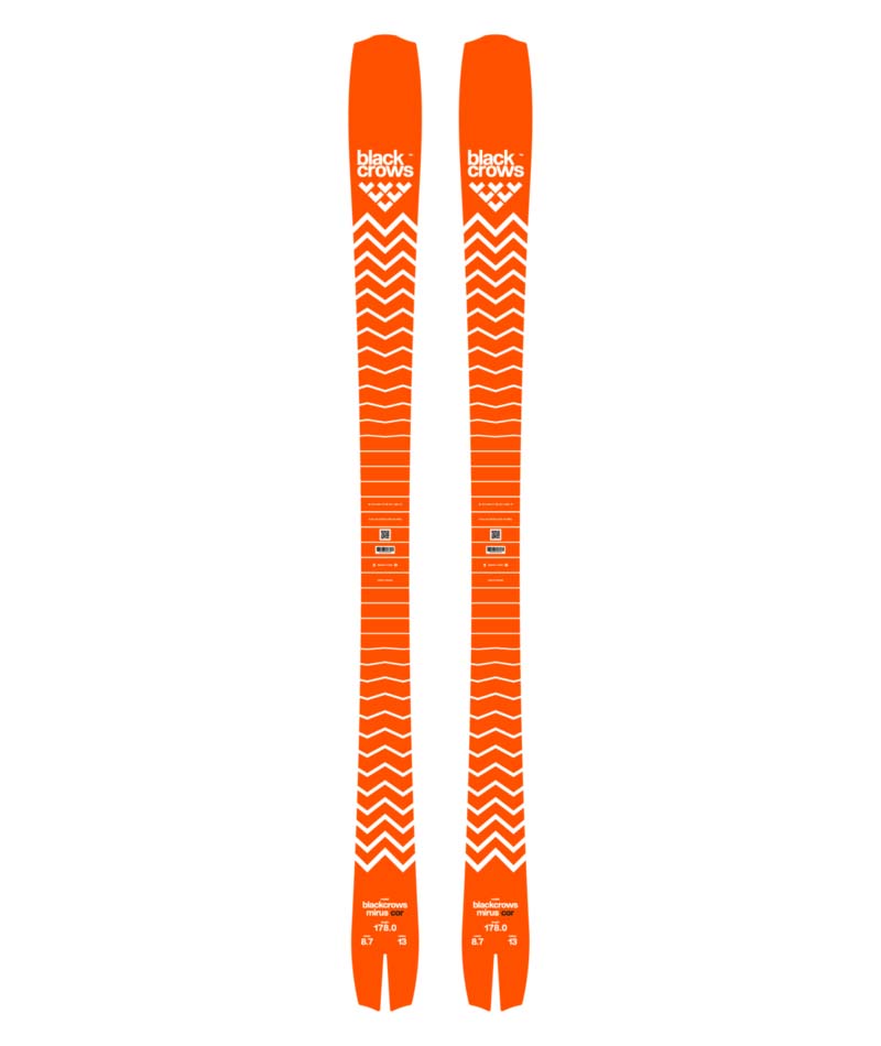 MirusCor- White and Orange skis on a white background