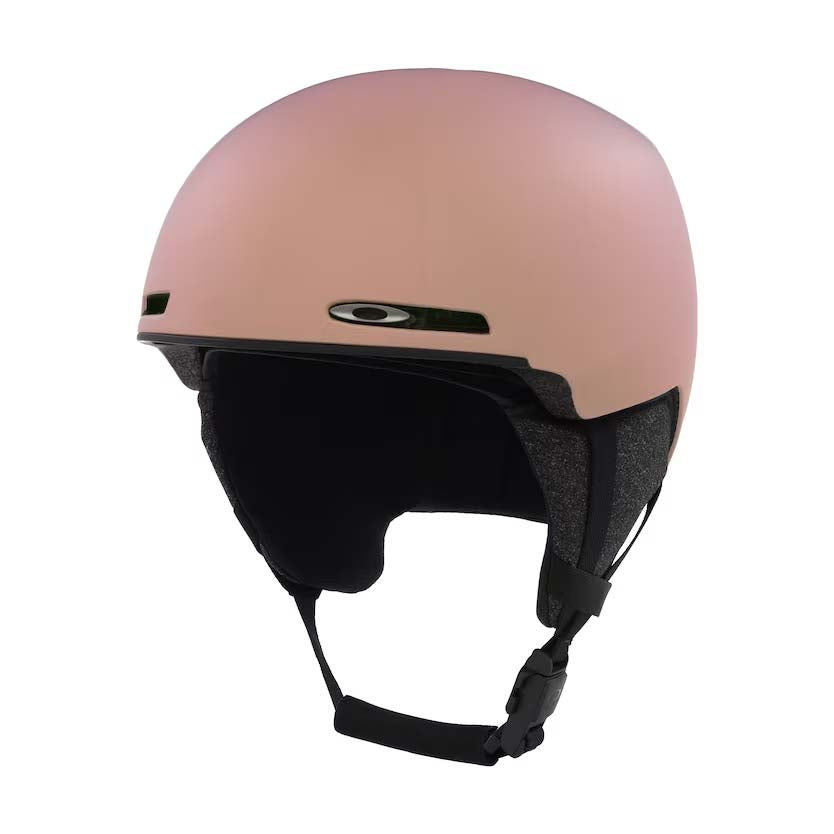 Mod1MIPS-Pink helmet with black interior and chin strap on a white background