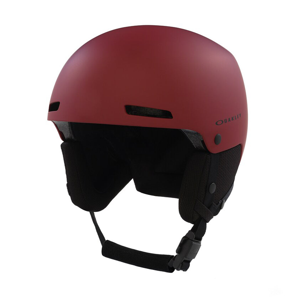 MOD1 Pro MIPS-Red helmet with black chin strap on a white background