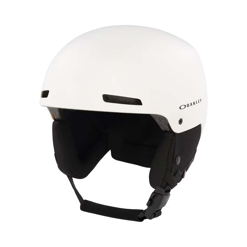 Mod1ProMIPS-White helmet with black chin strap on a white background