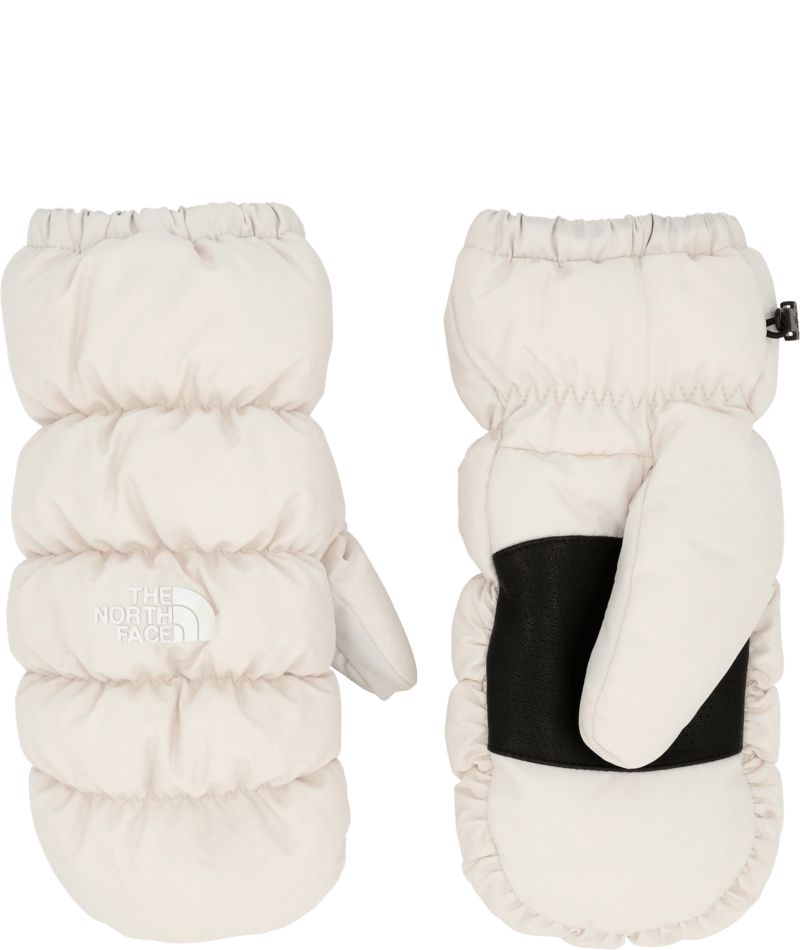 Montana Puffer Mitt-Pair of white mittens with black accents on a transparent background