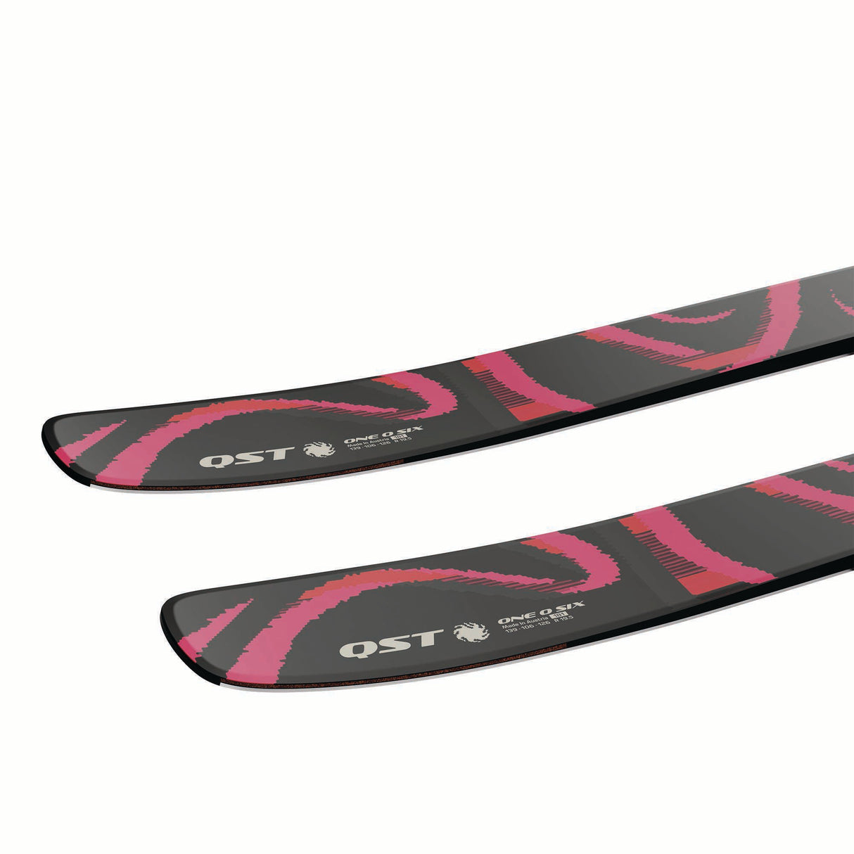 NQST106BLACKPINK-Two skis with pink and black design on a white background