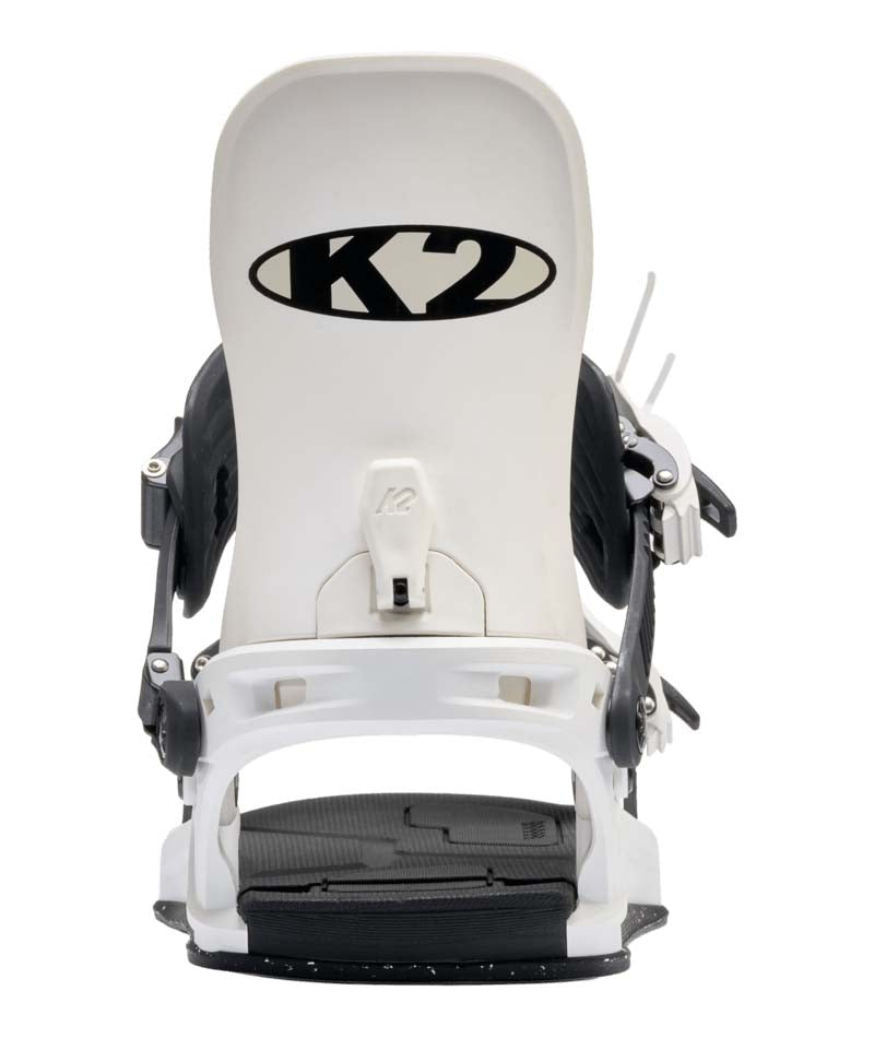 WNetwork- White and black snowboard binding on a white background