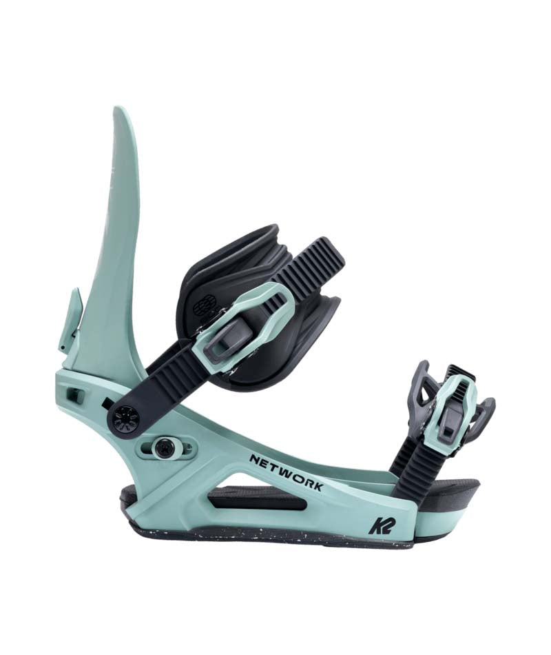 WNetwork- Light green snowboard binding on a white background