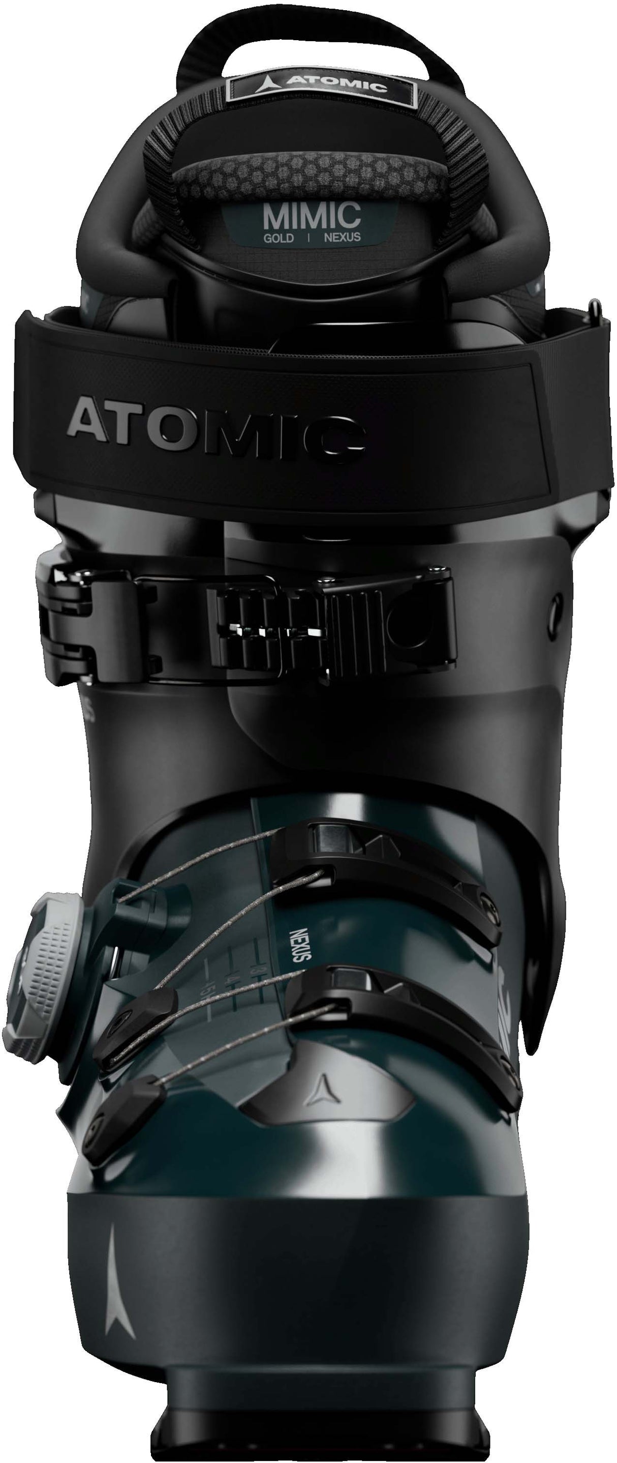 Nexus120BOA- Black Atomic ski boot on a white background