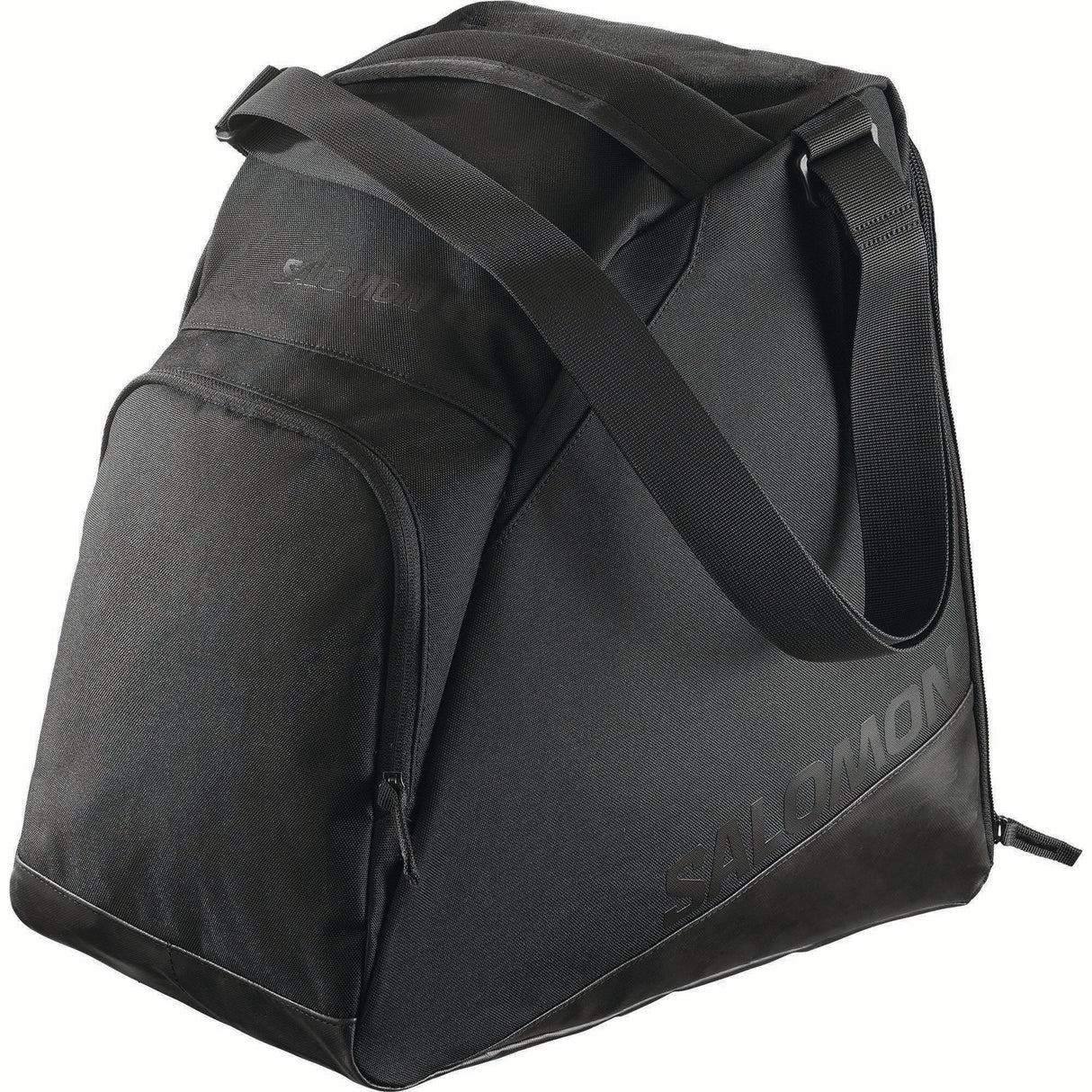 ORIGINALGEARBAG-Black ski boot bag with Salomon branding on a white background