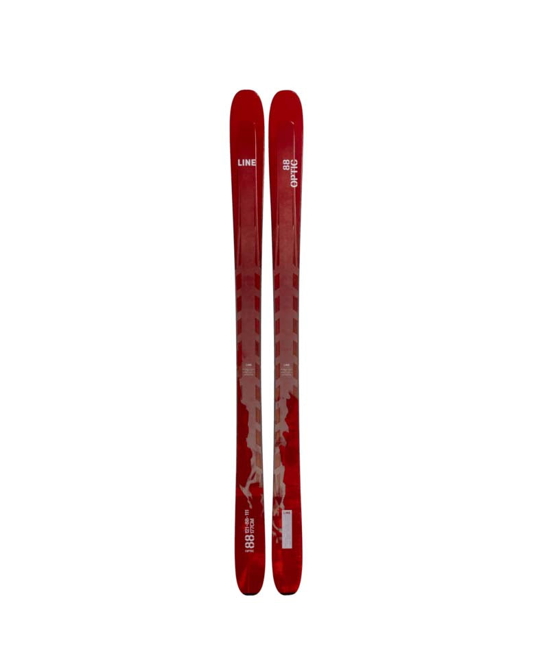 Optic88- Red Line Skis on a white background