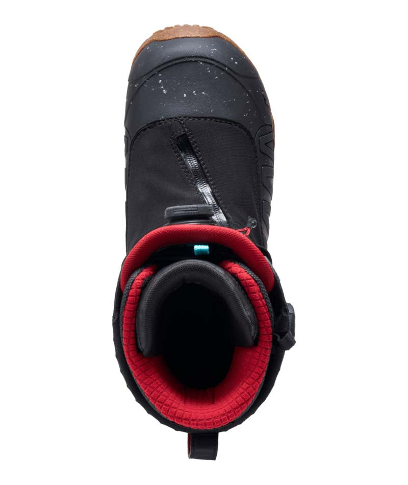Orton- Black and red snowboard boot on a white background
