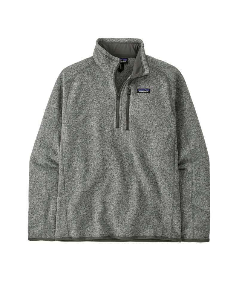 Patagonia Better Sweater Mens 1_4 Zip- Gray fleece pullover with a brand logo on a white background