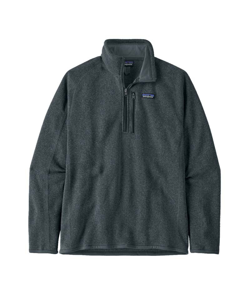 Patagonia Better Sweater Mens 1_4 Zip- Dark gray fleece pullover with zipper on a white background