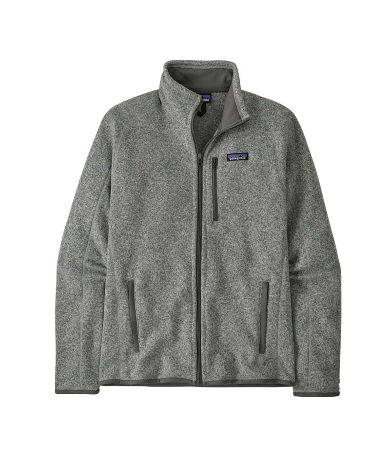 Patagonia Better Sweater Mens Jacket- Gray fleece jacket with a brand logo on a white background