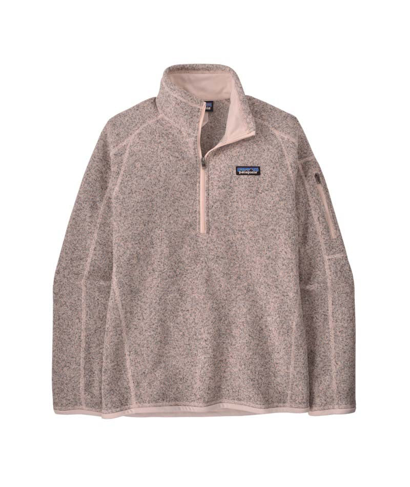 Patagonia Better Sweater Womens 1_4 Zip- Light Pink fleece pullover with a brand logo on a white background