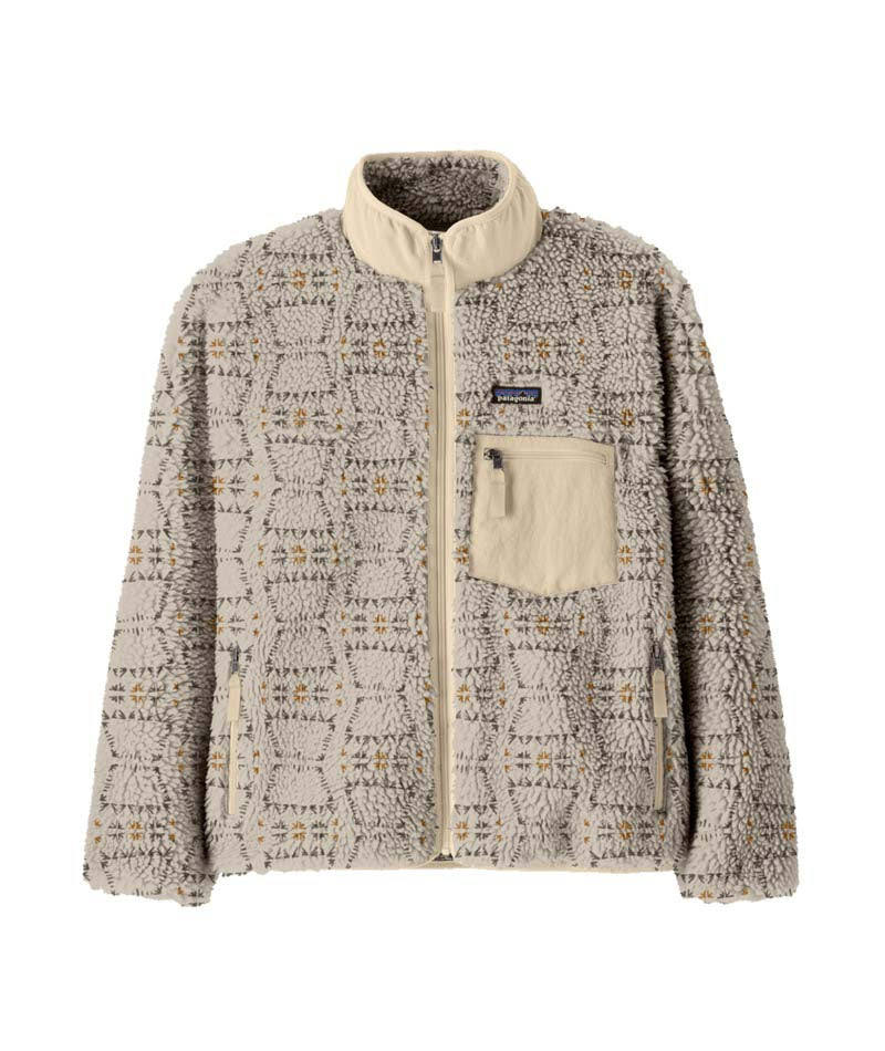 Patagonia Classic Retro-X Womens Jacket- Patterned jacket with a white zipper on a white background