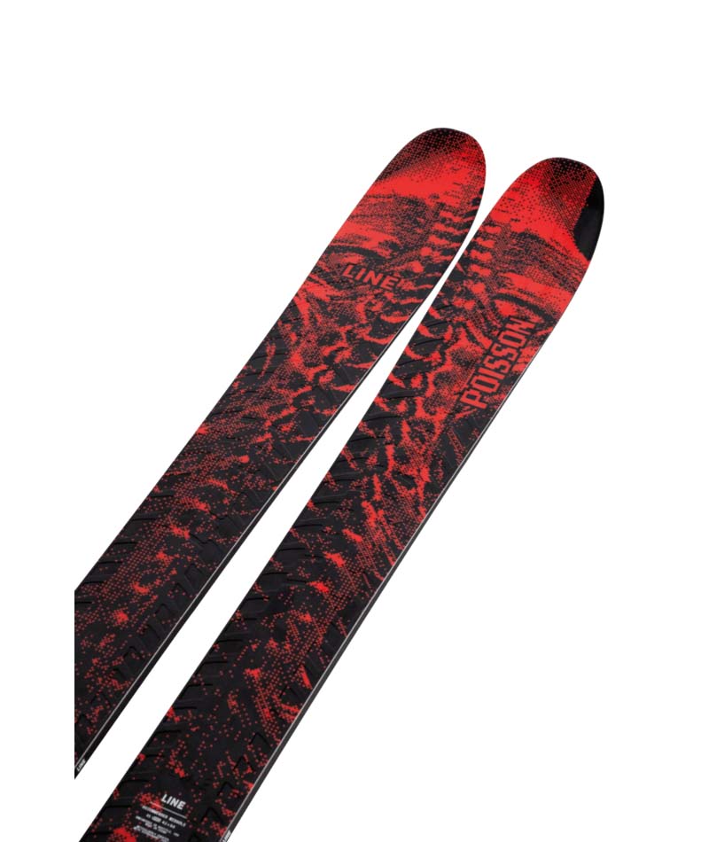 Poisson-Red and black skis on a white background