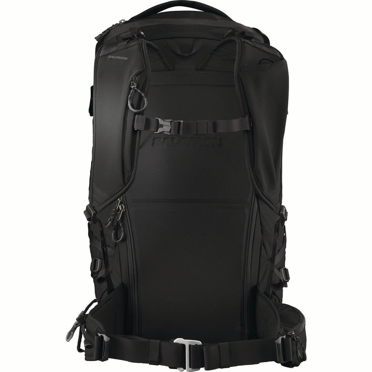 QST38-Black Salomon backpack on a white background