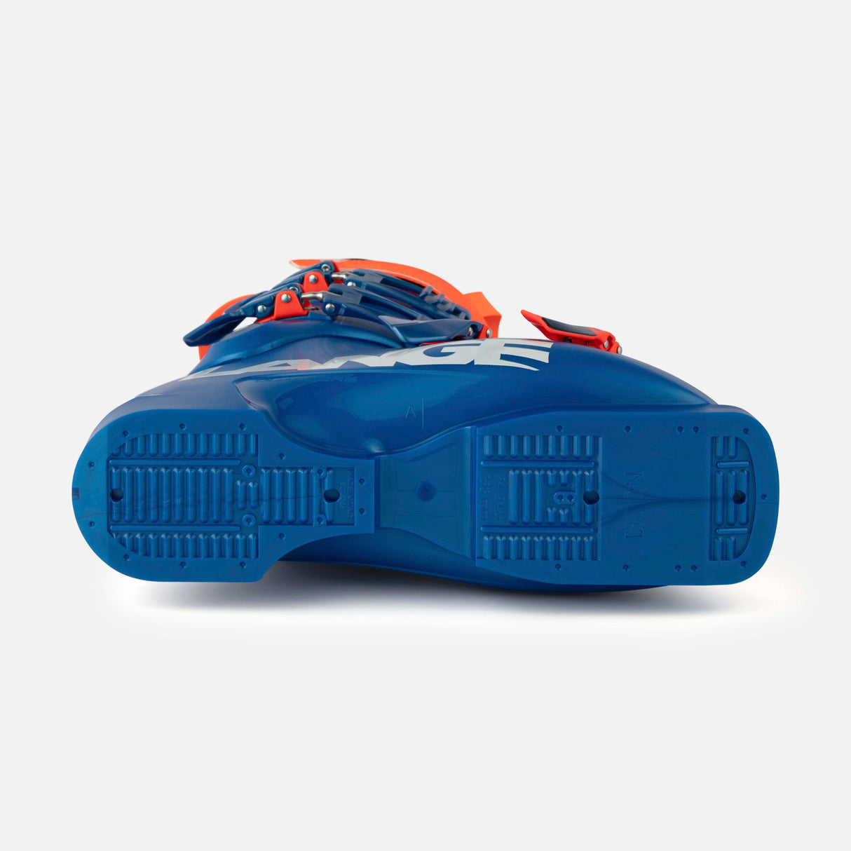RS70SC- Blue and orange ski boot on a white background