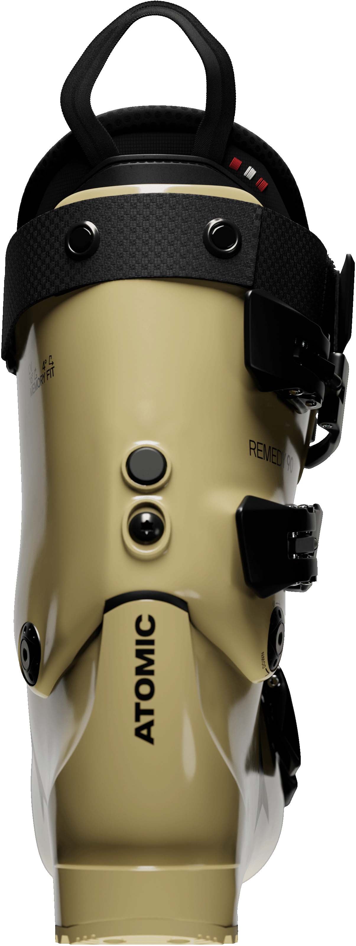 Remedy90LC- Beige and black Atomic ski boot on a white background
