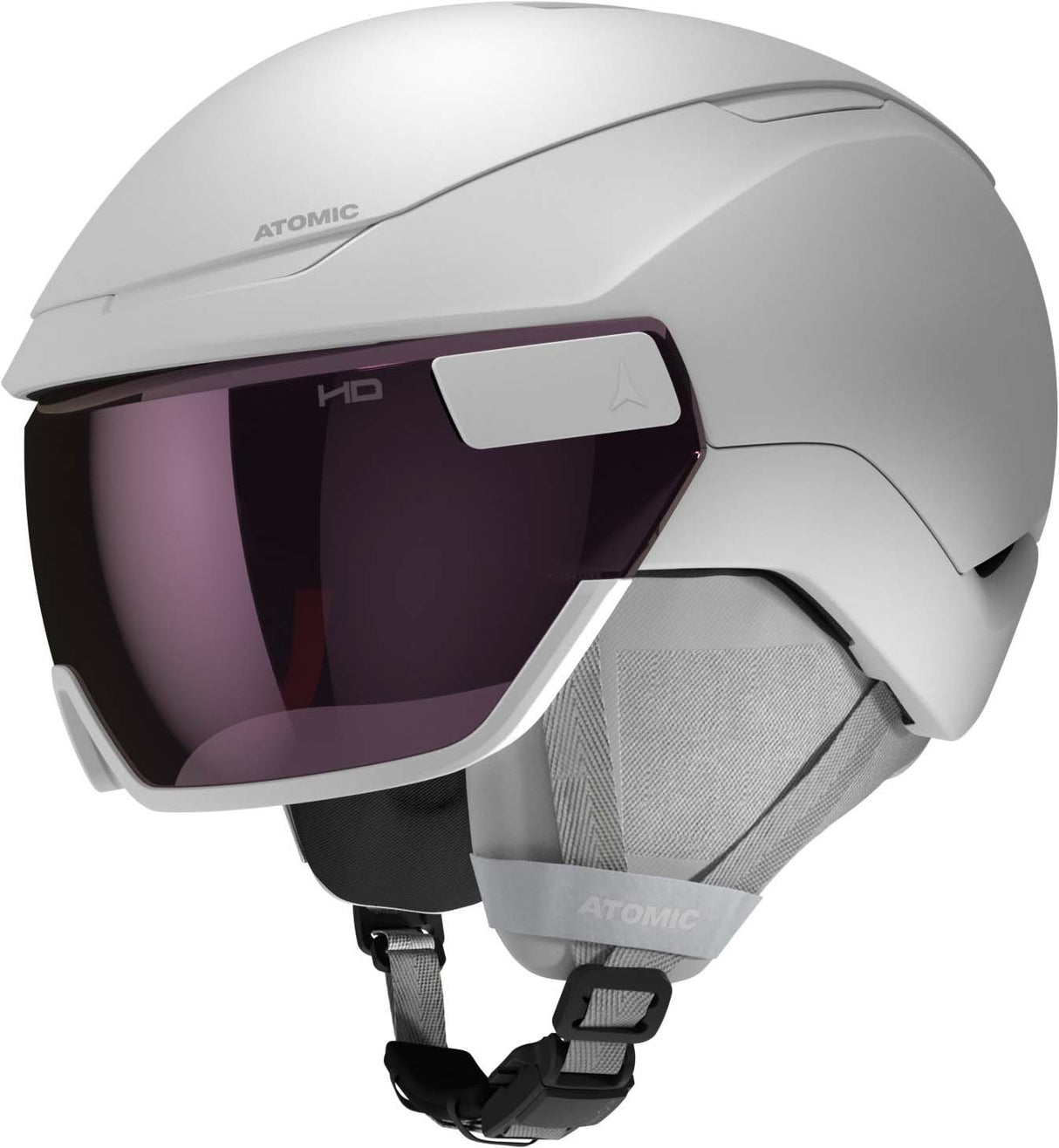 ReventGTAmidVisorHD-White helmet with pink visor and AMID logo on a white background