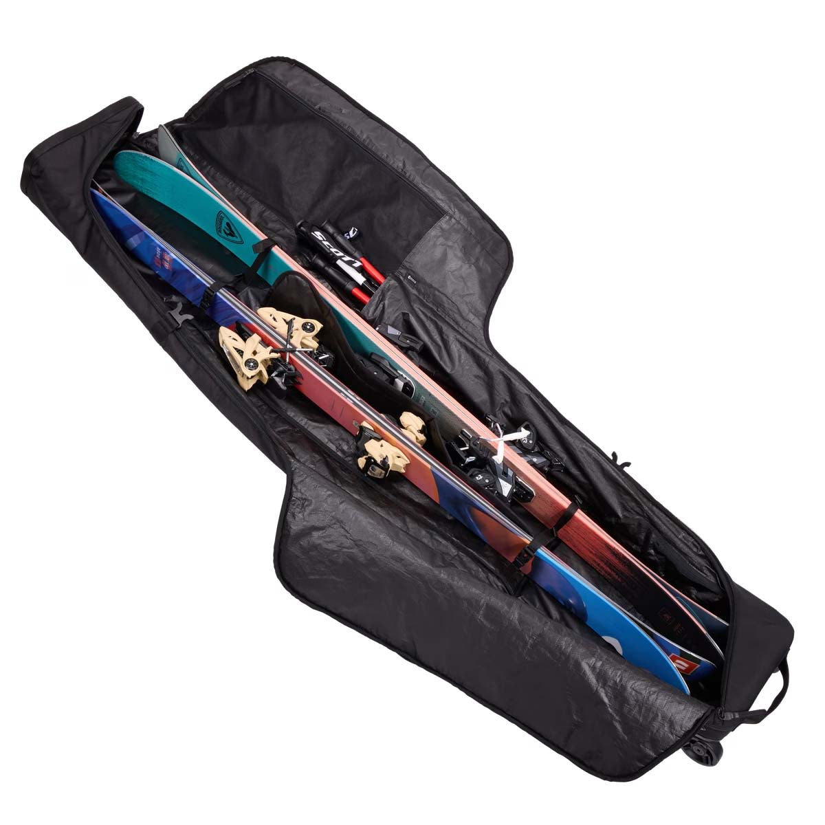 RoundTripRollerSkiBag-Black ski bag with Thule logo on a white background