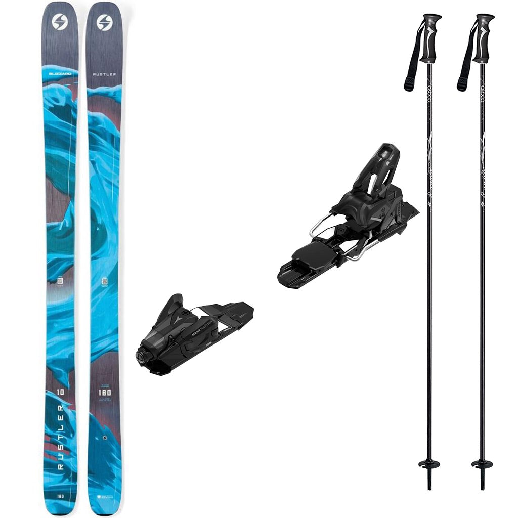 Rustler10w_Strive14- Ski package on a white background