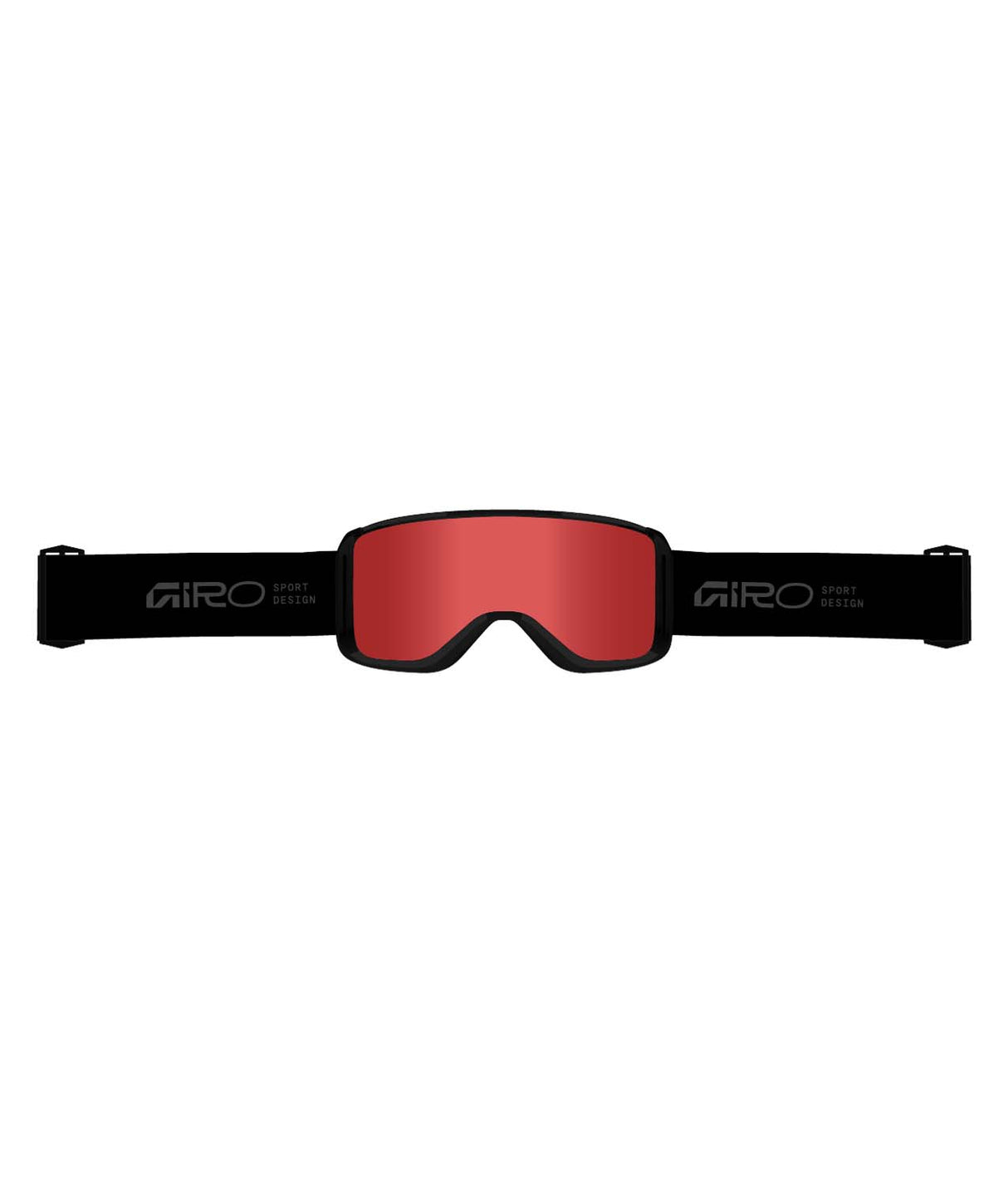 SagenAFGoggle-Red ski goggles with black frame on a white background