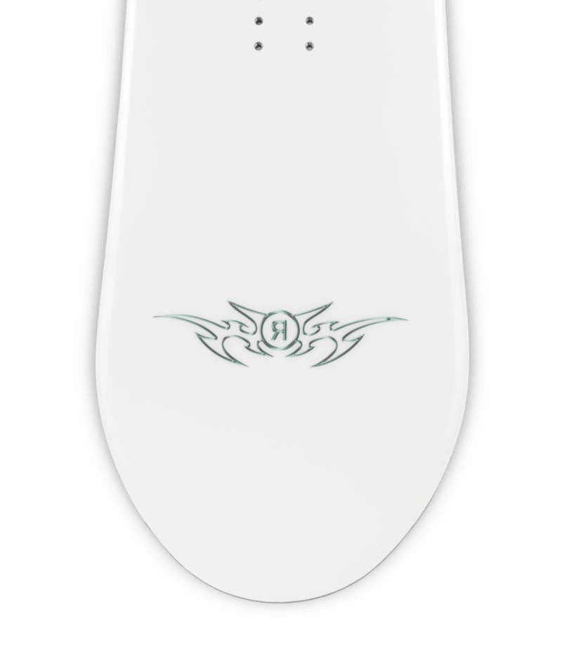 Saturday- White, light blue, and pink snowboard on a white background