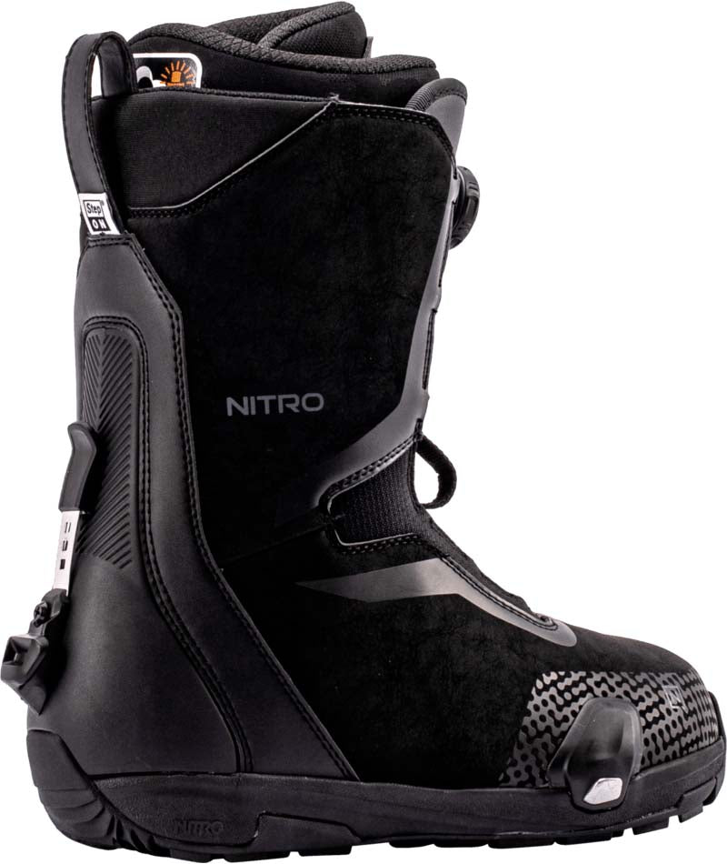SentinelStep-OnBOA-Black snowboard boot with visible brand logo on a white background