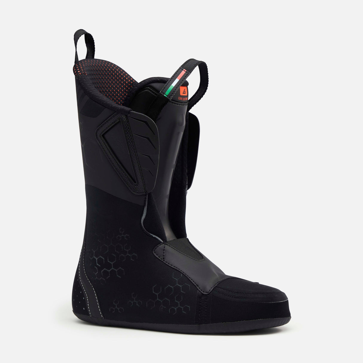 ShadowHV120- Grey, black and red ski boot on a white background